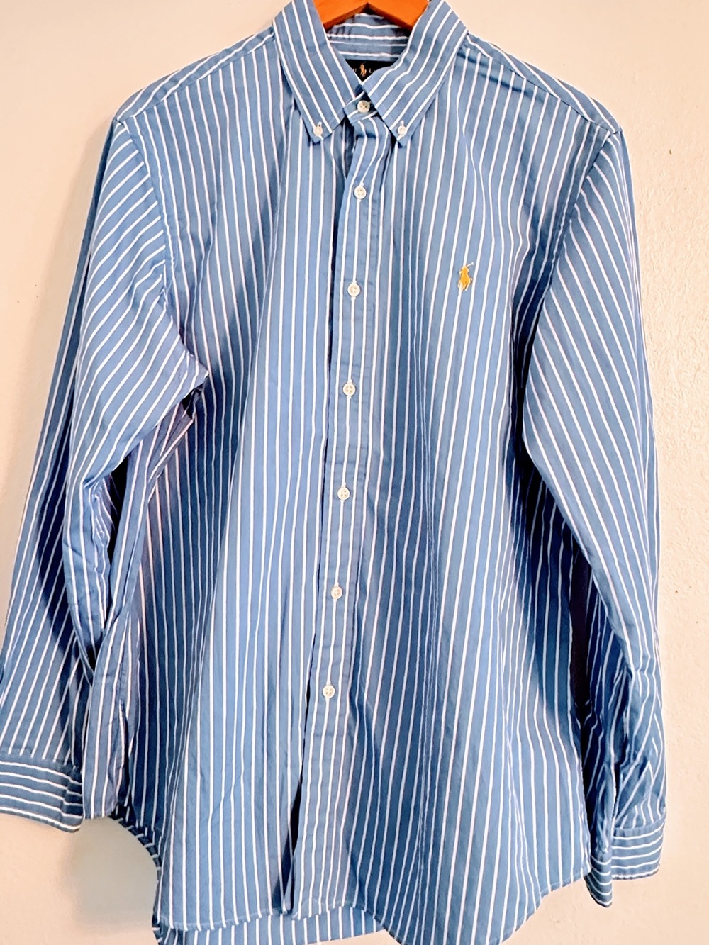 Ralph Lauren Blue and White Vertical Stripe Button-Down Shirt
